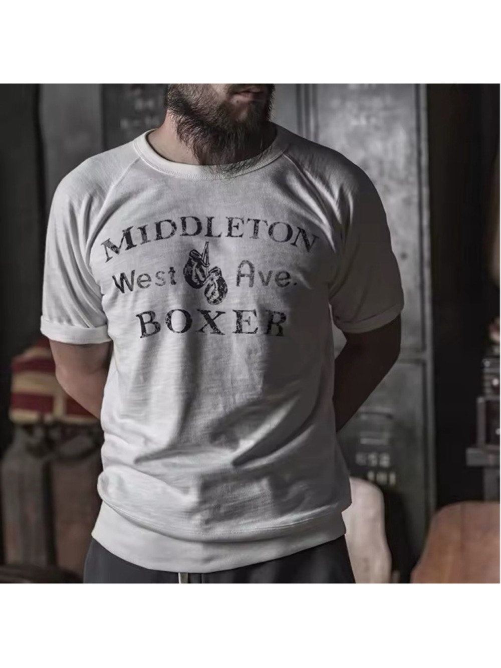 Bronson Raglan Boxer Tee Heavyweight Slub Cotton Short Sleeve T-Shirt For Men